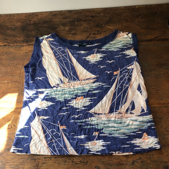 Ralph Lauren Sailboat Water Color Top - Picture 2 of 3